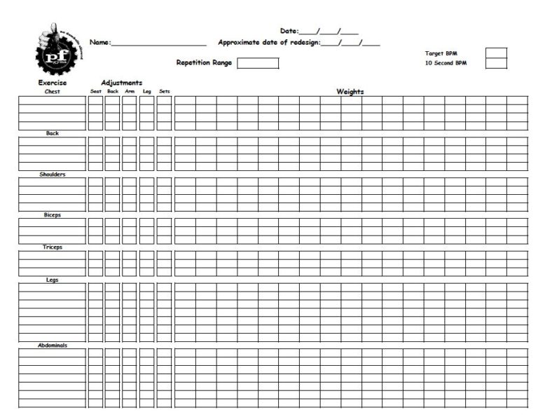 Gym Progress Tracker Template Planet Fitness App - Wearable Fitness ...