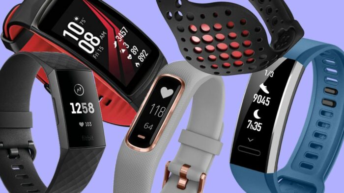 Six waterproof fitness trackers featuring different designs and features.