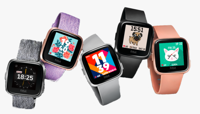 Fitbit smartwatch displaying clock face customization options.