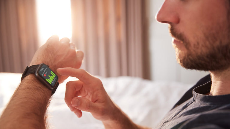 Fitbit smartwatch displaying sleep tracking information.
