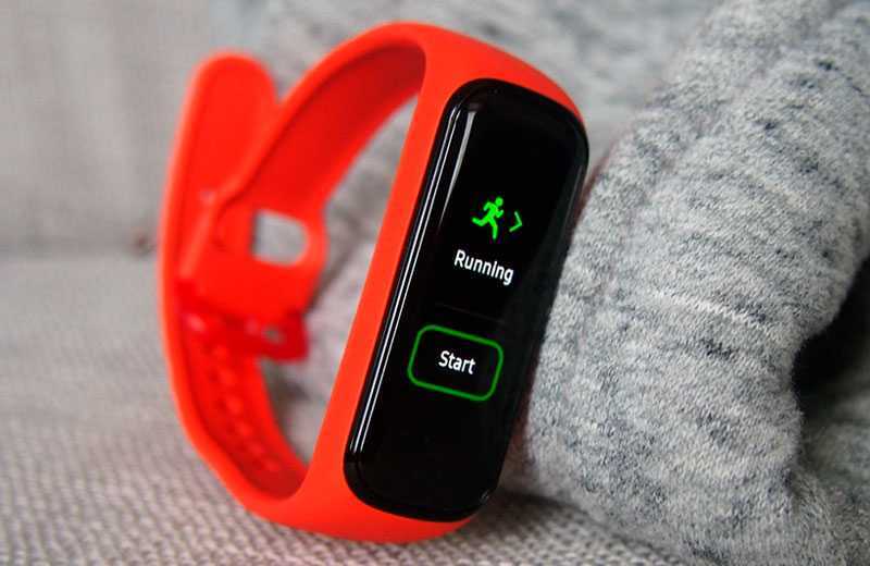 A Samsung Galaxy smartwatch displaying various fitness features.