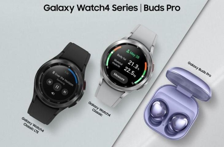 A Samsung Galaxy Watch 4 Series smartwatch displaying various features.
