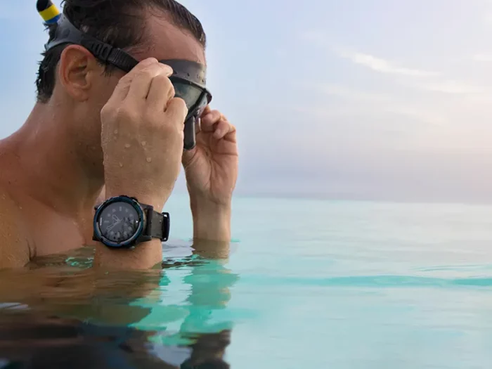 A waterproof fitness tracker designed specifically for swimming.
